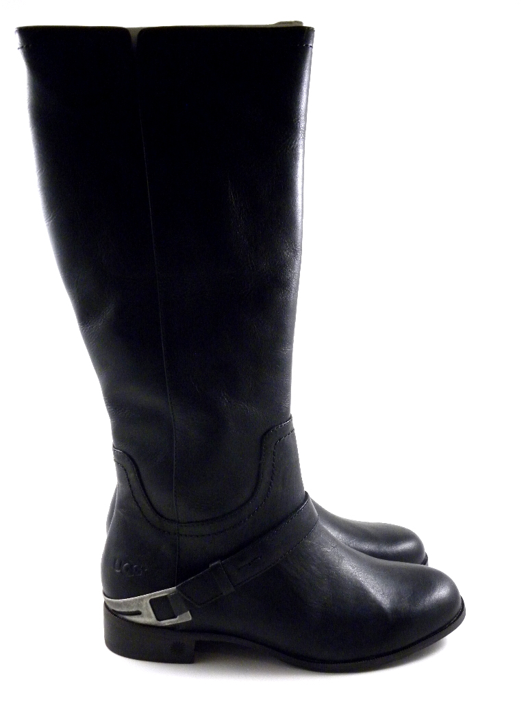 UGG Austrlaia Channing II Black Tall Leather Winter Boots